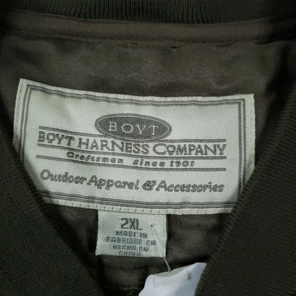 Boyt Harness Company Vest Men 2XL‎ Green Fleece Full Zip Shoulder Patch Shooting - Picture 5 of 12
